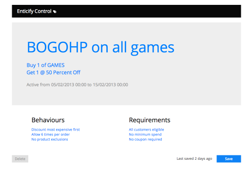 Enticify Control BOGOHP Screen Shot